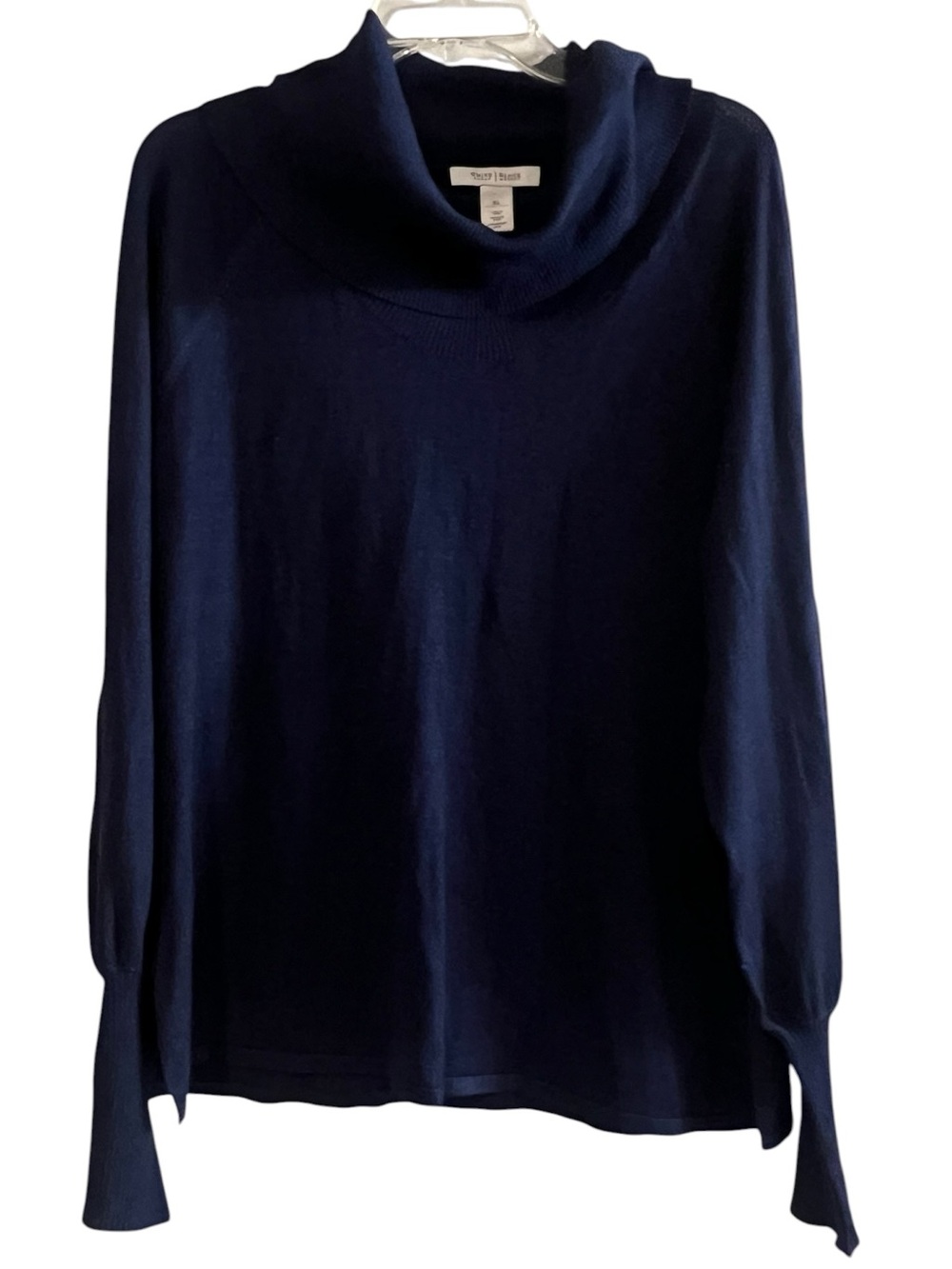 White House Black Market LS Cowl Neck Pullover Navy XL - Picture 1 of 3